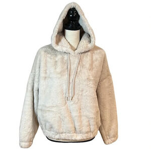 Truth By The Republic Faux Fur Beige Pullover Hoodie Sz-XS